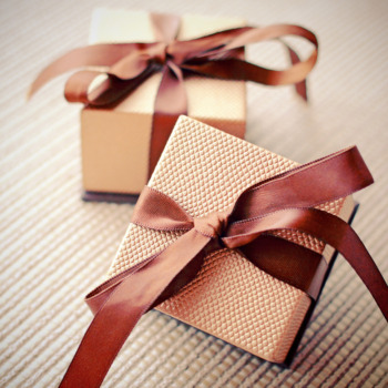 Luxury gift boxes with ribbon, retro filter effect