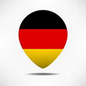 Germany map pointers flag with shadow. Pin flag