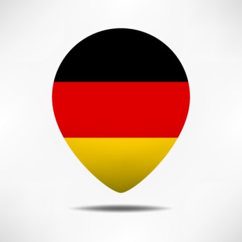 Germany map pointers flag with shadow. Pin flag
